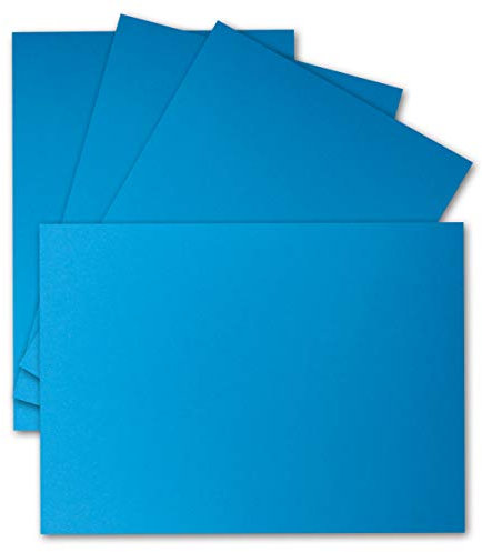 25 Einzel-Karten DIN A6-10,5 x 14,8 cm - 240 g/m² - Azurblau - Tonkarton - Bastelpapier - Bastelkarton- Bastel-karten - blanko Postkarten
