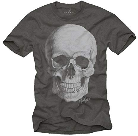 Cooles Biker T-Shirt Skull Totenkopf Grau für Herren Größe XXXXXL