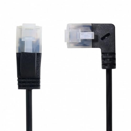 cablecc Cable Ethernet Cat6 ultra delgado RJ45 en ángulo recto a recto, cable de red UTP, cable de conexión de 90 grados Cat6a LAN para laptop, router, TV Box, 2 m