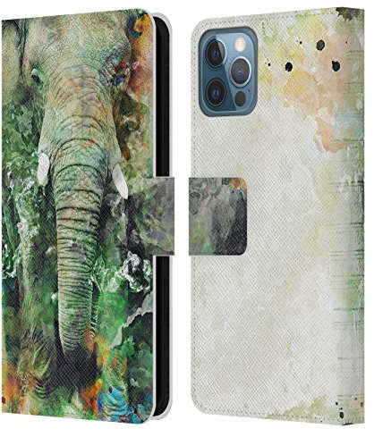 Head Case Designs Officially Licensed Riza Peker Elephant Animals Leather Wallet Case Compatible With Apple iPhone 12 / iPhone 12 Pro