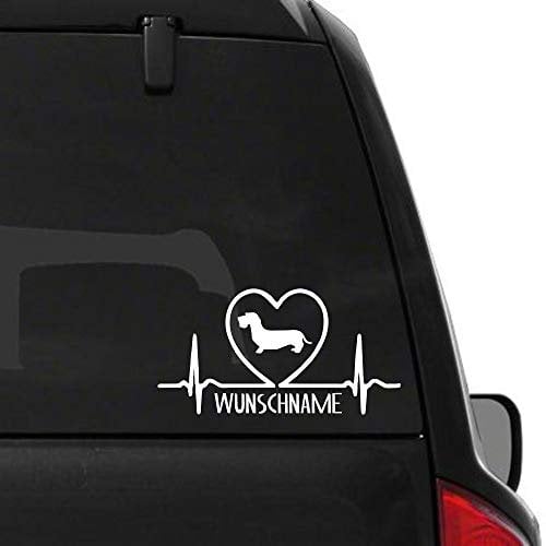 myrockshirt Herzschlag Wunschname Rauhaardackel ca 25cm Hundeliebe Heartbeat personalisierbar Dogs Aufkleber Sticker Autoaufkleber Wandtattoo
