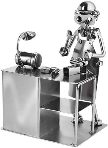 BRUBAKER Schraubenmännchen Bastler - Handarbeit Eisenfigur Metallmännchen Schrauber - Metallfigur Geschenkidee für Bastler und Handwerker