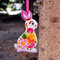 Lustiger Osterhase Deko für den Osterstrauß Holz Handbemalt 12 x 6,5 x 0,5 cm. Hasen Osterdekoration zum Aufhängen. Ukrainischer Tradition der Petrykiwka-Malerei