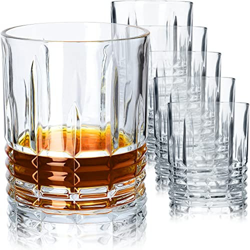 KADAX Verres à boire, lot de 6, verres à eau transparents à base renforcée, verres à jus à paroi épaisse, verres cannelés, verre à boire (bas, 320ml)