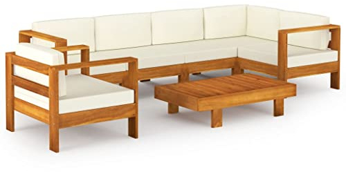 vidaXL 7-teiliges Garten-Lounge-Set mit Kissen 100 x 60 cm Akazienholz