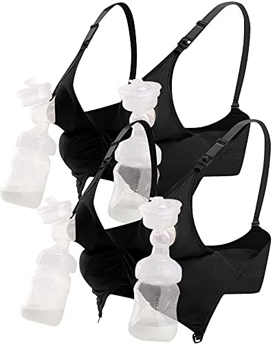 iloveSIA Hands-Free Pumping-BH – Verstellbar, Bequem und Unterstützend für Stillende Mütter, Ideal zum Pumpen & Stillen, Größen Schwarz+Schwarz XL