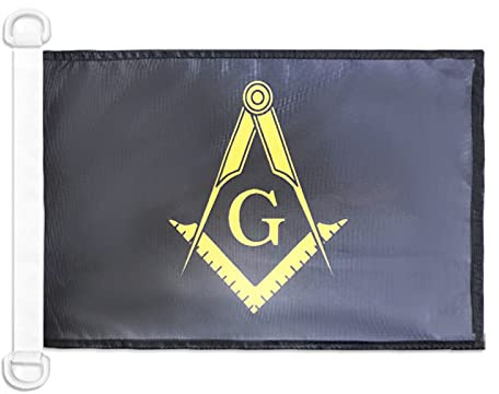 AZ FLAG Masonic Black Boat Flag 45x30 cm Mesh Polyester Plastic Rings | Outdoor and marine use Freemasonry 12x18 in boat flag weather resistant with double stitched seams and reinforced edges