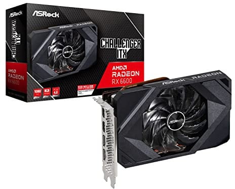 ASRock AMD Radeon RX 6600 Challenger ITX 8GB GDDR6 Ray-Tracing Graphics Card, 1792 Streams, 1626MHz Base, 2491MHz Boos