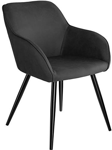 TecTake® Sedia da Pranzo con Morbido Rivestimento in Tessuto, Sedia Ergonomica, Sedia Sala da Pranzo con Cappucci in Plastica, Sedia Poltroncina Versatile - Antracite/Nero