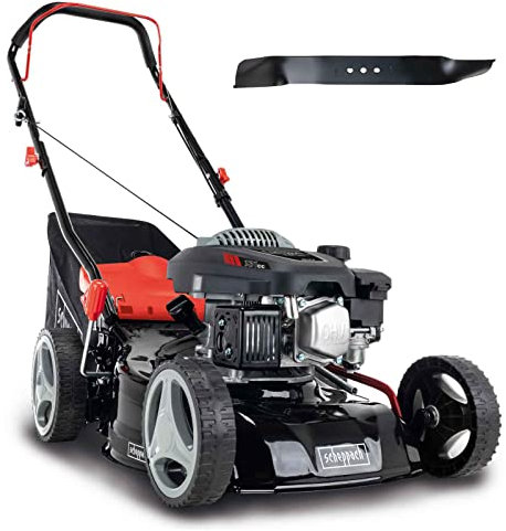Scheppach Tondeuse à Gazon Thermique MP132-42 | Largeur de Coupe 42cm | 3,4 CV | Robuste | Fonction de Nettoyage | Panier 45L | Réglage de la Hauteur en 7 Positions (25-75mm) | Lame supp. Incluse