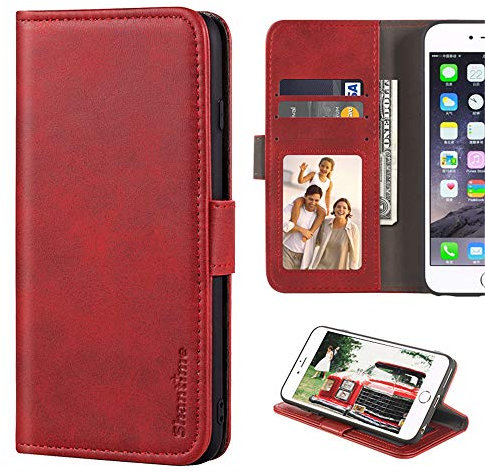 Suede Texture PU Leather Wallet Phone Case Compatible with Doro 8080, Magnetic Flip Cover with Card Slots and Full Protection (Red)