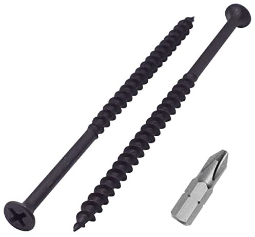 SKIR'CO Lot de 10 vis avec finition phosphatée noire 4,8 x 100 mm pour cloison sèche, vis à bois, tête cruciforme, vis pour plaque de plâtre