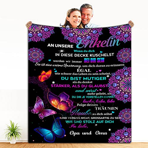 Personalisierte Decke Geschenke für Enkelin von Oma und Opa,Kuscheldecke Weiche Plüsch Decke Flanell sofadecke Mikrofaser Wohndecke Bett Tv-Decken Geburtstag,Weihnachten
