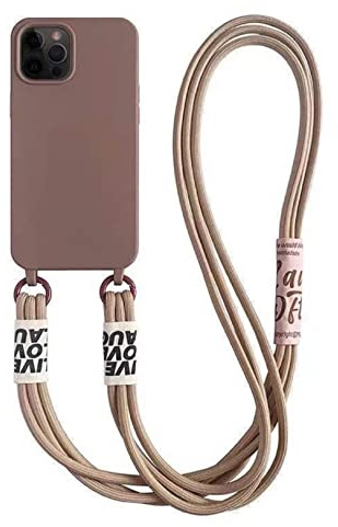 Emlivi Handykette Hülle für iPhone 14 Plus Necklace Handyhülle Nylon Schultergurt Liquid Silikon TPU Cover mit Kordel zum Umhängen Schutzhülle mit Stylische Band Case für iPhone 14 Plus, Milchtee