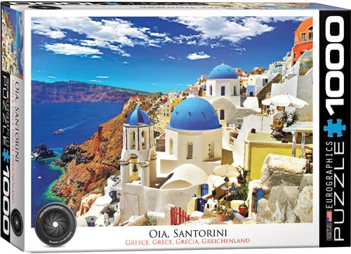 empireposter Oia Santorini Griechenland - 1000 Teile Puzzle Format 68x48 cm + Puzzle Alu Rahmen für 1000er