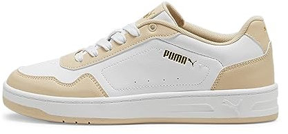 PUMA Damen Court Classy Sneaker, White-Cashew Gold, 40 EU
