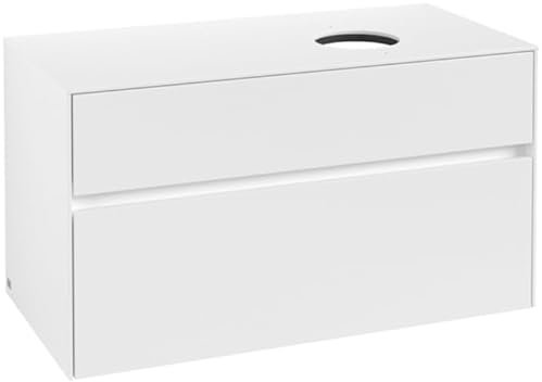 Villeroy & Boch Collaro Waschbeckenunterschrank 1000x548x500 mm, 2 Auszüge, für Waschbecken rechts, C04000, Farbe: Front/Korpus: White Matt, Griff: White Matt