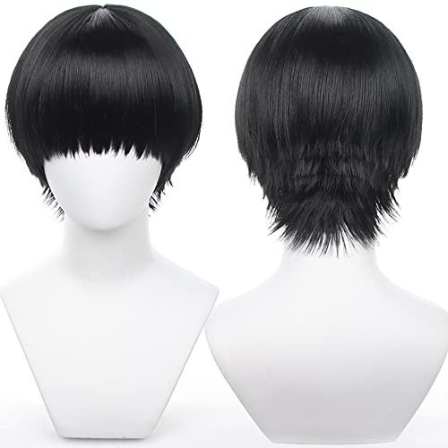 Cosplay Perücke Schwarz Kurz Gerade Kostüm Haare für Männer Halloween, Cosplay Con, Weihnachtsfamilienfeier