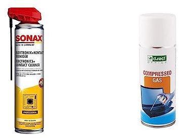 SONAX Produit de nettoyage pour contacts electroniques (400 ml) nettoyant spécial hautement actif à évaporation & D.RECT Bombe Air Sec 400 ml, Sprays Dépoussiérant Matériel Informatique