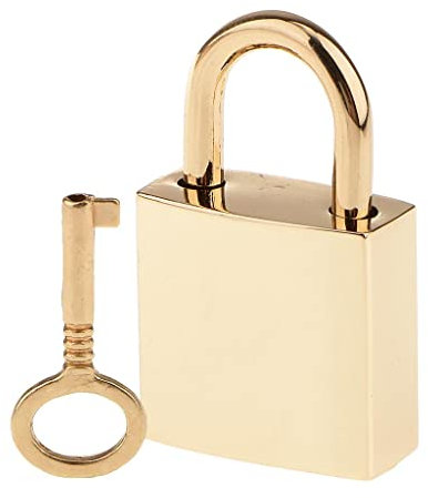 Small Golden Padlock for Jewelry Box and Luggage - Mini Square Lock (Light Golden)