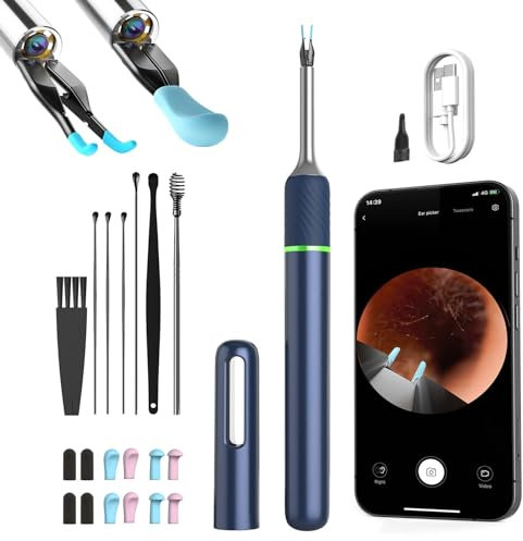 Ohrenschmalz Entferner Otoskop mit licht, VLIKE 1920P Ohrenreiniger Kamera, Wifi Ohrreiniger mit Pinzette, Remote-Video in Echtzeit, 3.2mm Wasserdicht Ohr Kamera für Erwachsene, Kinder und Haustier