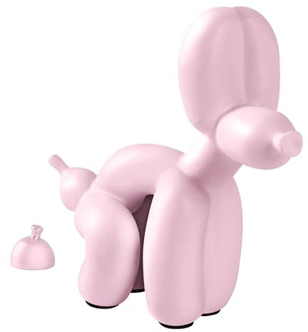 Rideco Pooping Ballon Hund Skulptur Kleine Tierstatue Home Decor Moderne Dekorative Kunstskulptur Moderne Desktop-Ornament für Büro Schlafzimmer Wohnzimmer Dekor (Rosa, Klein)