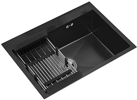 OQHAIR Éviers de Cuisine Évier de Cuisine de Grande capacité Évier en Acier Inoxydable Lavabo carré Évier de Lave-Vaisselle Panier à légumes Multifonctionnel Salle de Bain Bassin Simple a