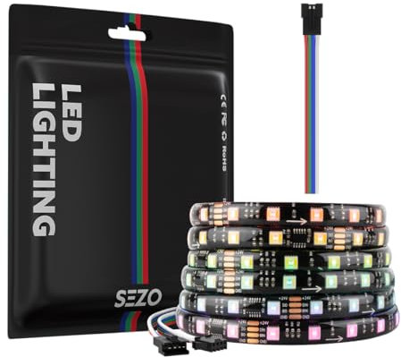 SEZO Flexible RGBCCT LED Streifen WS2805 IC LED Strip IP65 Wasserdicht Hohe Dichte Lichtband Dimmbar 2700K-6000K 5M 300LEDs 60LEDs/M DC24V Lichtstreifen FPCB Schwarz für Innen Küche Party DIY