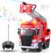 nmoiww Camion de Pompiers, Jouet de Pompier, 1:24, 7 canaux avec Double Batterie, lumière et Son, 3-6-10 avec Fonction de pulvérisation d'eau, échelle, 3-6-10 Enfants (Rouge)