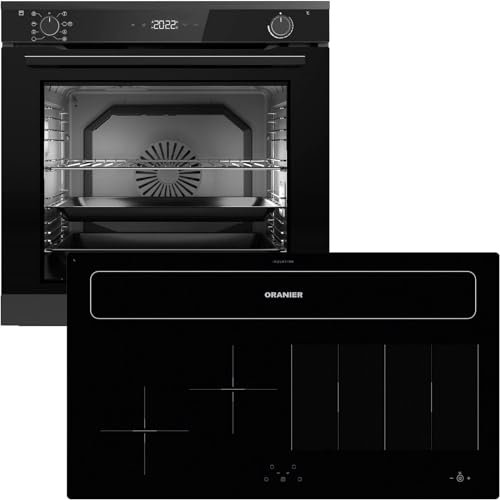 Oranier Pyrolyse Backofen Set EBP620 Einbau autark - 9 Funktionen & Flexx-Induktion 90 cm Kochfeldabzug KXI 1092-4 Kochzonen & Brückenfunktion