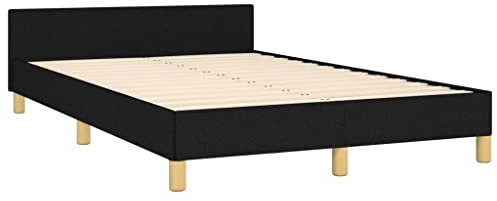 Lit Double VidaXL avec Tête de Lit, Rembourré et Sommier à Lattes, Moderne, Noir 120x190 cm Tissu