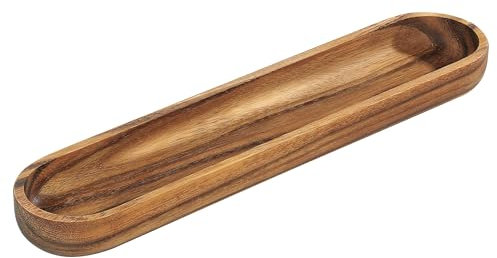 Zassenhaus Serviertablett Akazienholz | Baguette Schale | Tablett mit Griffen | Frühstückstablett | Holztablett Deko | Tablet für Geschirr | nachhaltig angebautes Hartholz | 45×9,5×4 cm
