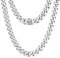 KRKC&CO 12mm Herren Panzerkette mit Totenkopf Verschluss, Weißgold plattiert Cuban Link Chain, Edelstahl Miami Kubanische Gliederkette Silberkette, Hip Hop Halskette für Männer Jungen [Größe 50,8cm]