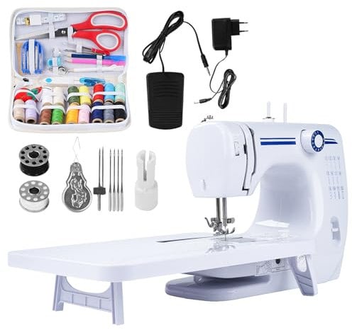 LetCart 608A Nähmaschine für Näh-Einsteiger & Anfänger, 12 Stichprogrammen, Tragbare Elektrische Nähmaschine mit Verlängerungstisch und Nähzubehör, Einfach zu Bedienen für Erwachsene