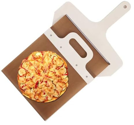 DRSUMLF Pala per pizza scorrevole, buccia per pizza in legno antiaderente con panno da forno e manico rimovibile, spatola per pizza di grandi dimensioni 12 pollici, trasferimento perfettamente pala