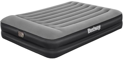 Bestway Queen Airbed, Inflatable Air Mattress for Indoor Use with Electric Pump and Built-In Pillow, Black
