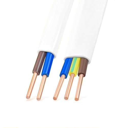 5 Meter Elektrokabel, 2-3 Adrig, Elektrischer Draht PVC-isoliert, 1mm² - 2.5mm² wählbar, BVVB Kupferkabel(2-core x 2.5mm²)