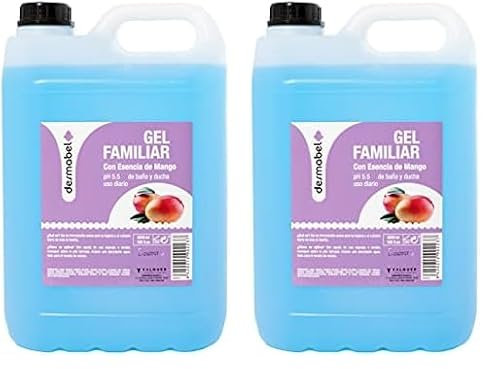 Desmabel Family Gel à l'essence de mangue, flacon de gel bain et douche, pH 5,5, usage quotidien, gel pour toute la famille, gel pour les mains, formulation douce, 5000 ml (Lot de 2)
