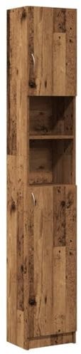 vidaXL Badschrank Altholz-Optik 32x25,5x190 cm Holzwerkstoff, Badezimmerschrank, Badschrank hoch, Badmöbel, Badezimmermöbel, Badezimmerschrank hoch