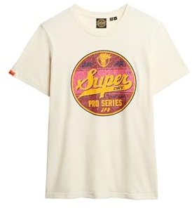 Superdry Herren Gasoline Graphic T-Shirt in lockerer Passform Dusty White L