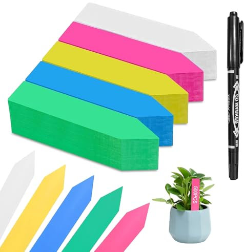 500 Stück Pflanzenschilder mit 1 Schwarzer Filzstift, Bunt Pflanzenetiketten, Pflanzenschilder zum Beschriften, Pflanzschilder, Garten Pflanze Etiketten zur Kennzeichnung des Keimlingswachstums