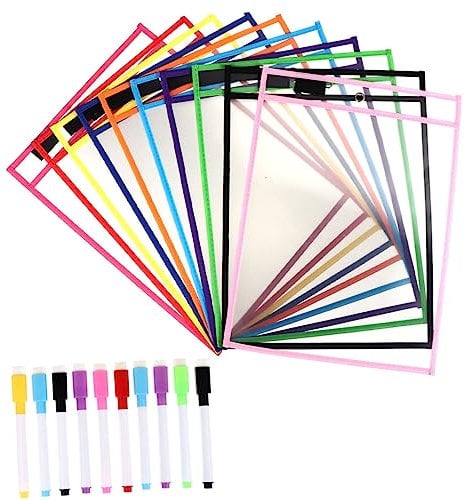 HAPINARY Dry Erase Document Bag Set Heavy Duty Portable File Pockets Reusable Easy Wipe and Erase Feature Random Color