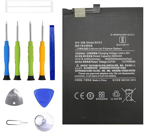 ERYNK BN53 Batteria di ricambio per Redmi Note 9 Pro M2003J6B2G con kit di attrezzi