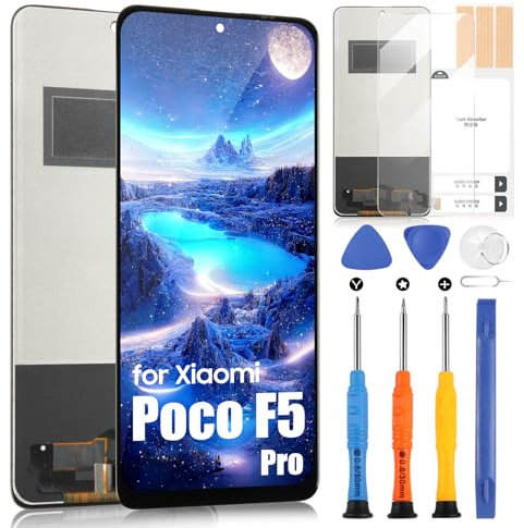 Arsssly pantalla LCD para Xiaomi Poco F5 Pro pantalla LCD para Xiaomi Poco F5 Pro 5G 23013PC75G Pantalla Táctil Digitalizador Asamblea Reparación Kit (Negro sin Marco, Incell)