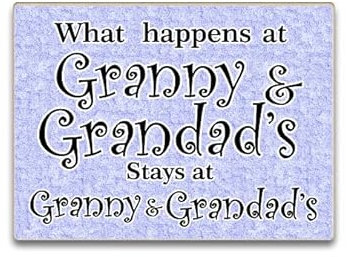 Decorative Wooden Fridge Magnet, What Happens at Granny & Grandad's Quote, 11 cm x 8 cm