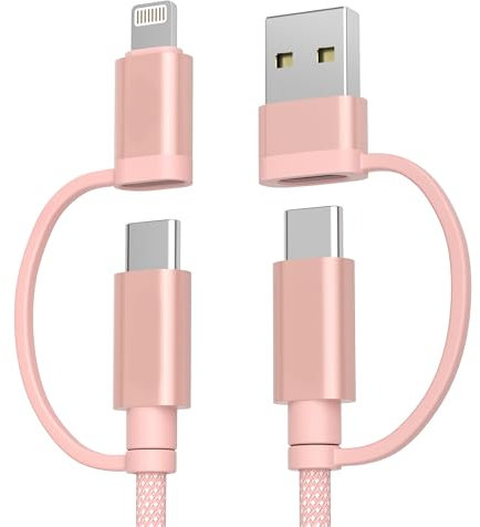 Ladekabel für MacBook Pro 2023,MacBook Air Schnellladekabel,4 in 1 Multi Typ C Kabel 2M,60W USBC Universal Netzkabel USB A Adapter für Apple iMac Mini 2022 2021 2020 2017 Mac Book M3 M2 27 24 16 inch