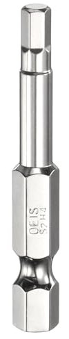sourcing map H4.0 Hex Head Screwdriver Bit 4.0mm Metric Flat Tip 1/4 Hex Shank 50mm (2) Long Magnetic Hexagonal Screw Drill Bit Wrench Chrome Plated Power Driver Socket