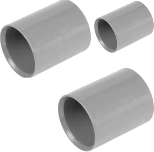 PVC Solvent Weld Waste Pipe Coupling, 50mm, Grey, Pack of 3
