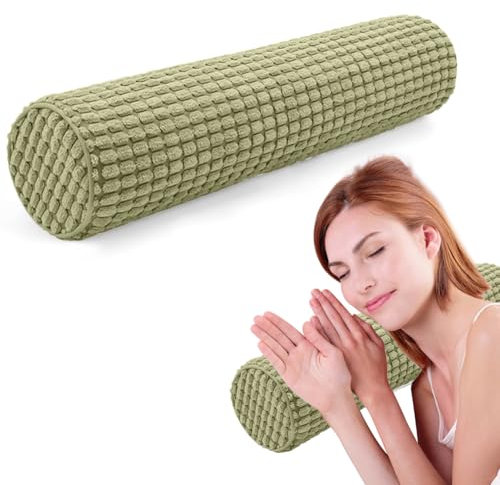 Wapasezyar Nackenrolle Memory Foam, Nackenrolle mit Bezug, 11x45 cm Orthopädisches Nackenkissen, Waschbar Nackenkissen zur Linderung von Nackenschmerzen, Kissenrolle, Knierolle Lagerungsrolle (Grün)
