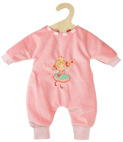 Heless 2581 - Puppen-Strampler Prinzessin Emily, in Rosa, mit Prinzessinnen Bestickung, für Puppen und Kuscheltiere der Größe 35 - 45 cm